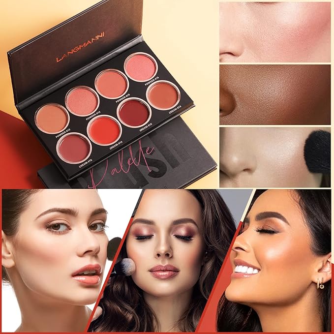 8 Colors Blush Palette,Vegan, Cruelty Free & Hypoallergenic,Women Facial Makeup Plate,Skin Tone Enhancing-Meiyugo-Velvo Beauty