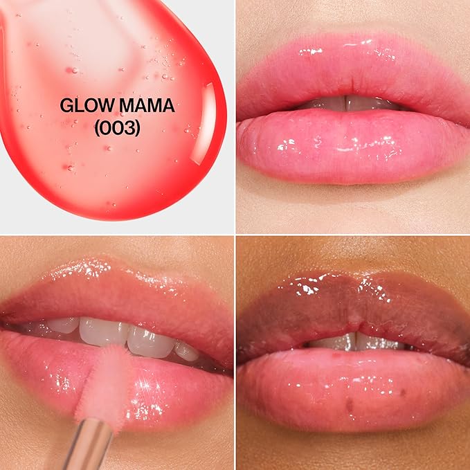 REVLON Super Lustrous Glimmer Lip Oil, Moisturizing & Tinted, Shiny Finish, Made with Plant-Based Squalane, 003 Glow Mama, 0.13 fl oz-Velvo Beauty