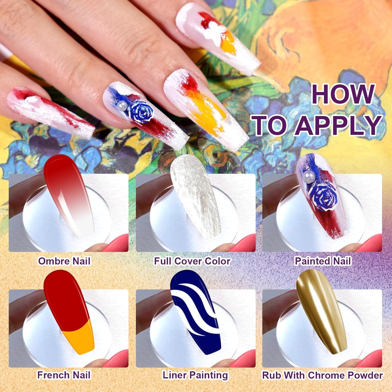 Gradient Painting Gel, 9 Colors Ombre Plaster, 3D Sculpting Gel Three Primary Colors Nail Polish for Pigment Pat Aura Nails French Manicure Palette SculptraHue Master Kit-Velvo Beauty