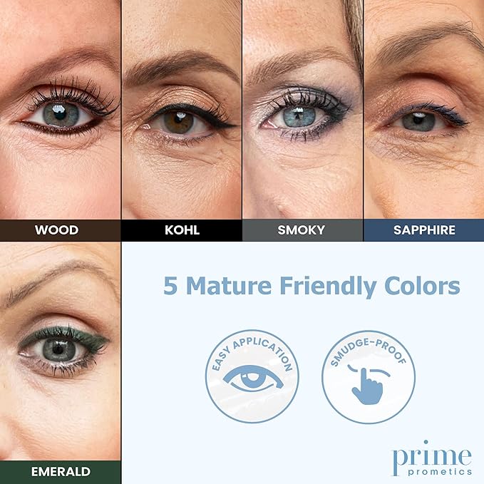 PrimeEyes Glide Eyeliner for Mature Women – Waterproof, Long-Stay and Mess-Proof – Gel Creme Texture, Discreet Sharpener and Effective Smudger (Emerald)-Velvo Beauty