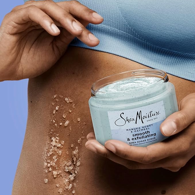SheaMoisture Shea Sugar Body Scrub Manuka Honey Oatmeal for smooth & exfoliating Smooth and Exfoliating Body scrub with 24h shea moisture nutrients 12 oz-Velvo Beauty