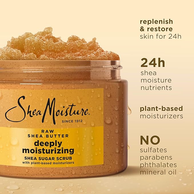 SheaMoisture Shea Sugar Body Scrub For Moisturize And Restore Dry Skin Raw Shea Butter Deeply Moisturizing Body Scrub With 24h Shea Moisture Nutrients 12 oz-Velvo Beauty