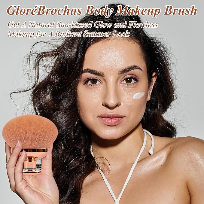 Blend & Blur Extra Large Body Makeup Brush for Self Tanner,GloréBrochas Leg Makeup & Bronzer Self Tan Applicator, 90MM Wide Round Head Kabuki Brush For Application (Rose-Gold)-Velvo Beauty