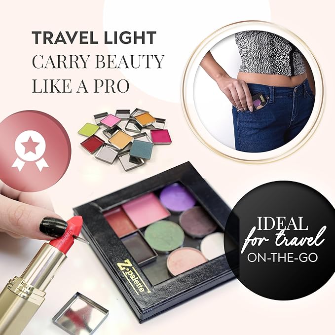 Small Magnetic Makeup Palette, Empty Magnetic Palette, Universal Magnet makeup palette for Eyeshadows, Powders, Customizable Beauty Organizer with Clear Window-Velvo Beauty