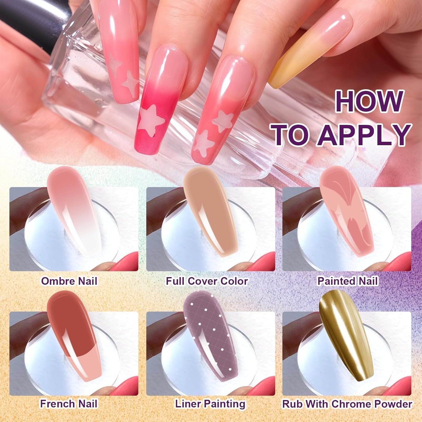 Gradient Painting Gel, 9 Colors Ombre Gel Nail Polish for Pigment Pat Nails Aura Nails French Manicure Soak Off UV Long-lasting Home Salon DIY Nail Art Monet’s Garden-Velvo Beauty