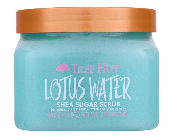 Tree Hut Lotus Water Shea Sugar Scrub | Exfoliating Body Scrub Removes Dead, Dry Skin for a Soft & Hydrated Feel | Nourishing Essential Body Care | 18 fl oz.-Velvo Beauty