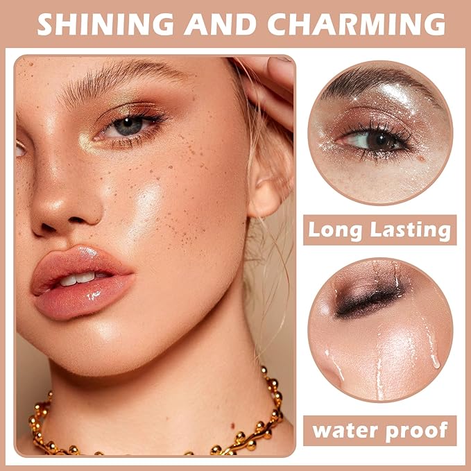Body Hair Glitter Powder Highlighter Makeup Powder Polvo de Hadas Natural Enhance Facial Contours Lightweight Long-lasting Shimmer Face Body Makeup-Pearl White-Velvo Beauty