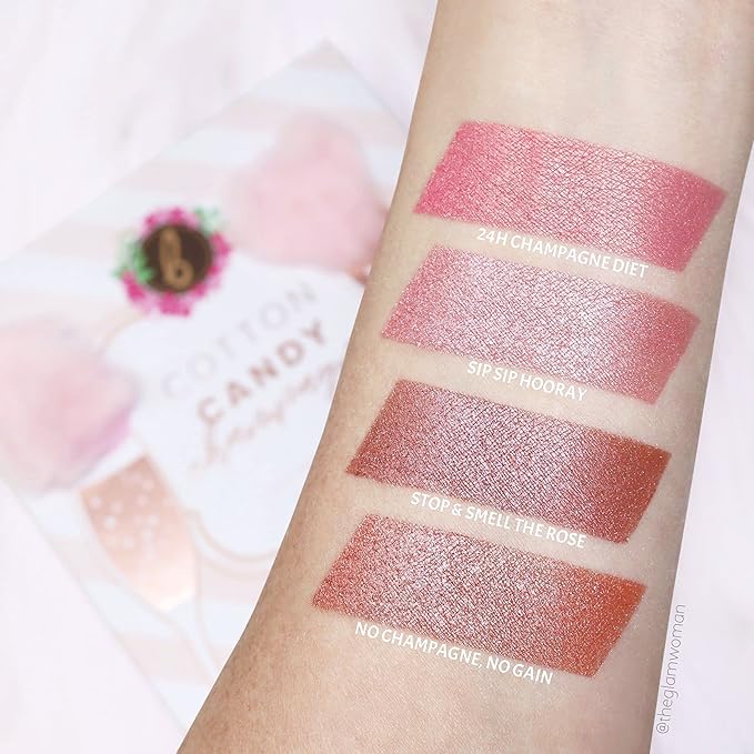 Beauty Bakerie Cotton Candy Champagne Blush Makeup Palette, Long Lasting Pigment, Matte and Metallic Highlighter Makeup, 4 Highlight Shades-Velvo Beauty