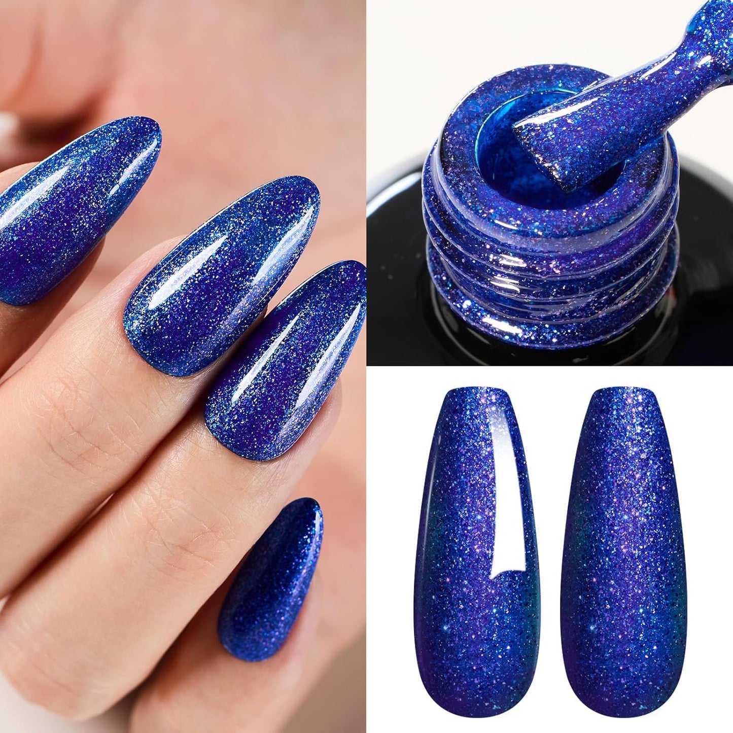 Beetles Glitter Gel Nail Polish, Blue Gel Polish Dark Purple Blue Color Gel Polish Soak Off Gel Nail Art Salon Nail Art DIY Home Nails Gifts for Women Women Manicure, 1 Pcs 15ml-Velvo Beauty