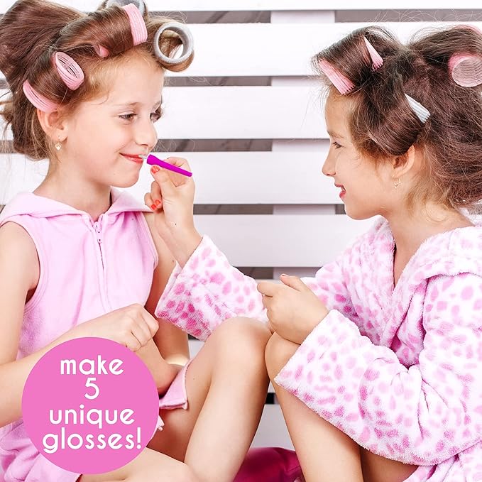 Just My Style Shimmer Pop Lip Gloss, Create 5 Lollipop-Shaped Lip Glosses, Includes Funnel, Empty Lip Gloss Containers, Sweet Lip Gloss Base, Body Glitter & More, DIY Lip Gloss, Multi (208316J)-Velvo Beauty