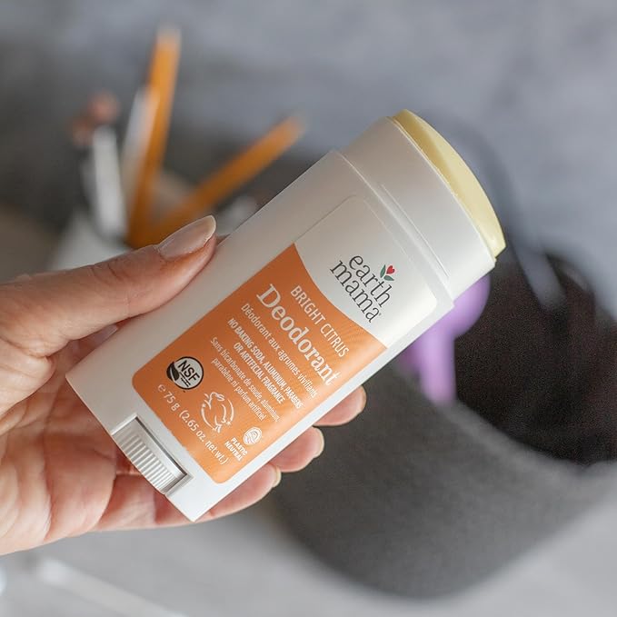 Earth Mama Bright Citrus Deodorant | Safe for Sensitive Skin, Pregnancy and Breastfeeding, Contains Organic Grapefruit and Calendula, No Baking Soda or Aluminum, 2.65-Ounce-Velvo Beauty
