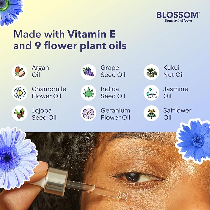 Blossom All Natural Organic Cruelty Free Moisturizing Eye Serum with Essential Oils, Infused with Real Flowers, Made in USA, 0.5 fl. oz., Spring Bouquet-Velvo Beauty
