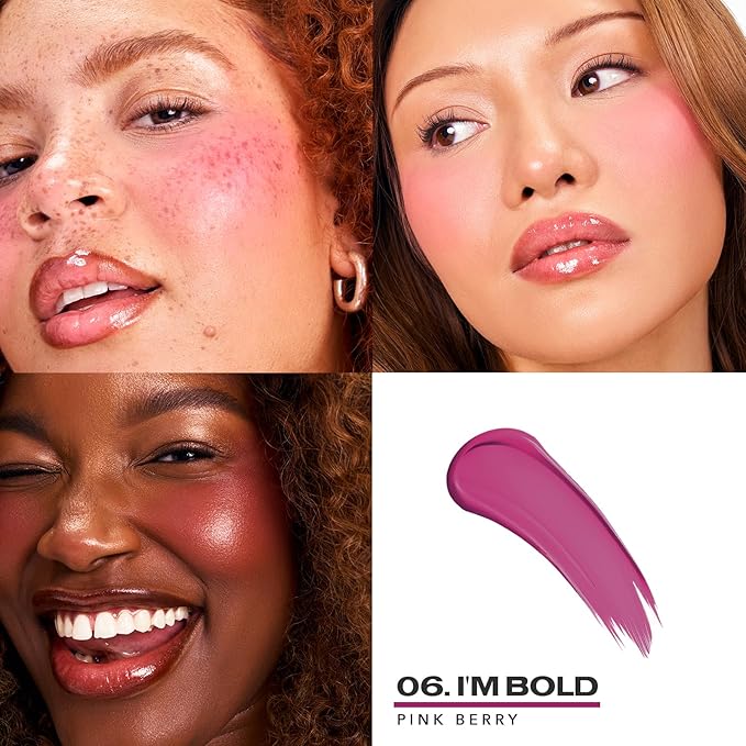 Sacheu Cheek STAY-N Liquid Blush for Cheeks — High Pigment, Buildable, Lightweight Cream Blush Infused With Squalane, for Dewy & Radiant Flushed Cheeks — Long-lasting & Cruelty Free, I'm Bold-Velvo Beauty