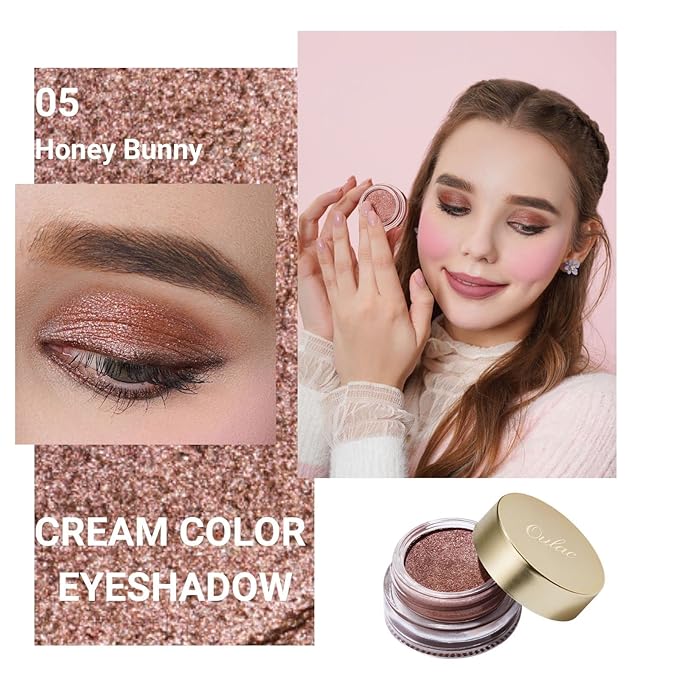Oulac Brown Cream Eyeshadow also for Highlighter Large Capacity Highly Pigmented Eye Shadow Waterproof &Long Lasting with Moisturizing Formula 05-Velvo Beauty