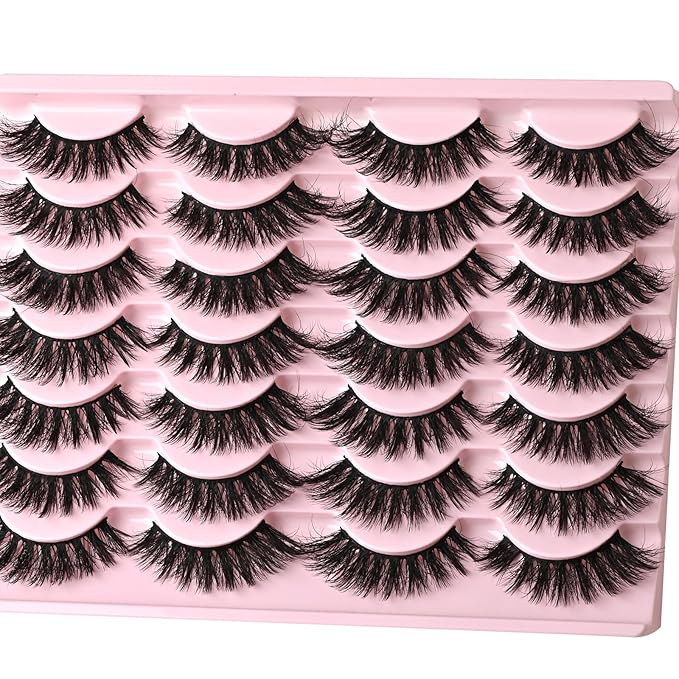 FARRED Cat Eye Lashes Fluffy False Eyelashes 14 Pairs Fake Eyelashes Natural Look Short Natural Lashes Cateye Lash Wispy Volume Eyelash Faux Mink Strip Lashes Pack for Daily Makeup (F27 | 9-17mm)-Velvo Beauty