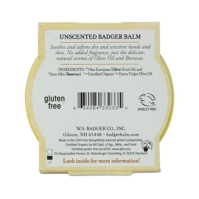 Badger - Unscented Dry Skin Balm, Sensitive Skin Balm, Moisturizing Balm for Dry Cracked Skin, Unscented Balm, Skin Moisturizer Balm, 2 oz (3 Pack)-Velvo Beauty