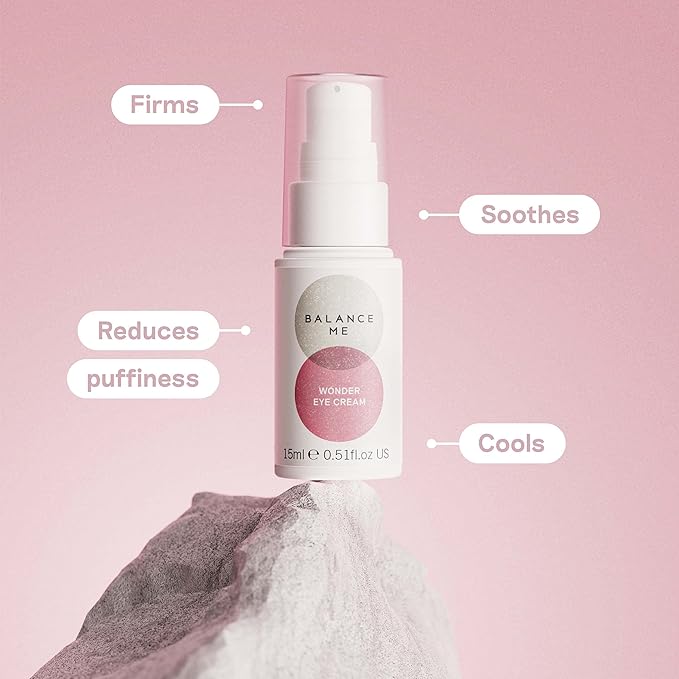 Balance Me Wonder Eye Cream, With Hyaluronic Acid, Reduces Dark Circles & Puffiness, Anti-Ageing & Hydrating Eye Gel, For All Skin Types, 100% Natural, Vegan & Cruelty Free Made In UK, 0.5 Fl Oz-Velvo Beauty