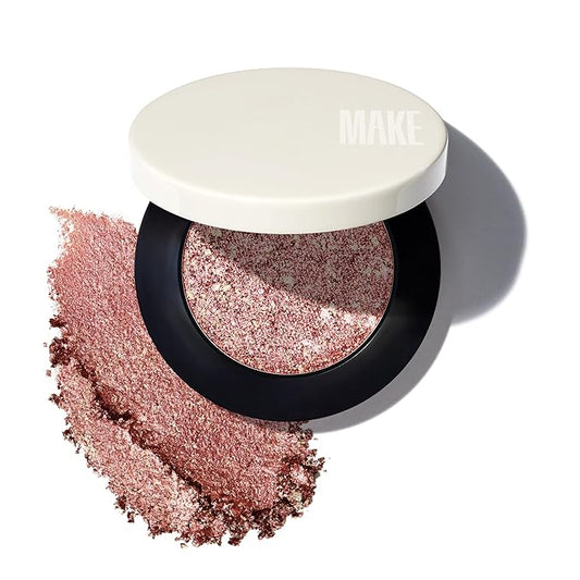 MAKE Beauty Multi-Chromatic Eye Shadow. Metal Reflecting Luminous Foil Finish Creamy, Buildable, Dimensional Long-wear, Crease-proof Powder Eyeshadow, Multichrome Shade - Blaze, Bronze-Velvo Beauty