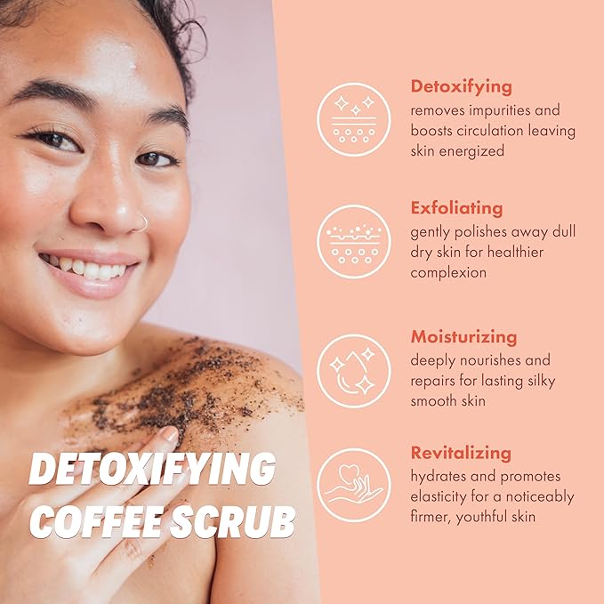 Coffee Scrub Foot & Body Exfoliator Infused with Vitamin E and Orange Peel Natural Exfoliating Sugar Body Scrub for Toning Cellulite Skin Care by Handmade Heroes-Velvo Beauty