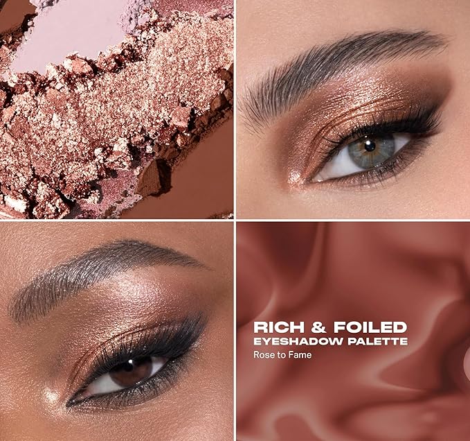 Morphe Rich & Foiled Artistry Palette - Foil-Effect Eyeshadow Palette with Matte, Shimmer & Foil Finishes - Mauve & Pink Eyeshadow with Luminous Payoff - Rose to Fame (0.35 oz)-Velvo Beauty