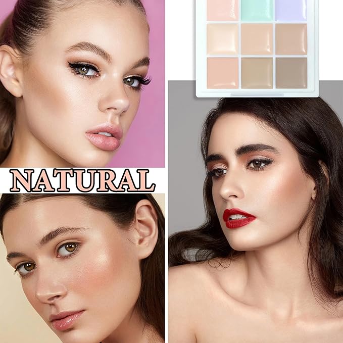 9 Colors Concealer Contour Palette,Correcting Concealer Makeup Palette 9 In 1 Contouring Foundation Cream Contour Palette for Redness,Dark Circles,Blemish,Acne(04#)-Velvo Beauty