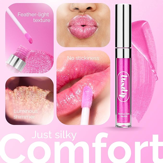 LuxeLip™ Matte Lipstick, Hydrating Non-Sticky Lip Gloss for Luminous Shine & Moisturized Lips, Lightweight, Long-Lasting Glossy Finish, Cruelty-Free Lip Makeup for Women (Punchy Pink, 8ml)-Velvo Beauty