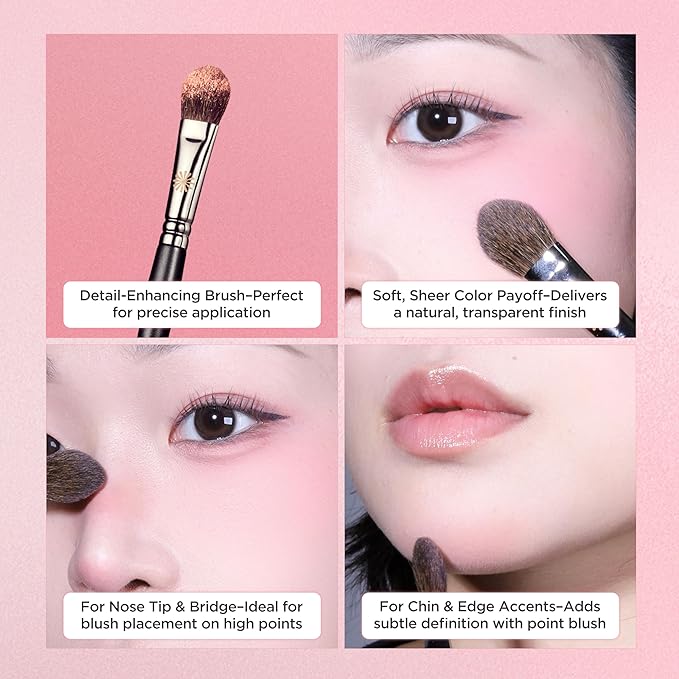 Piccasso 23 Small Blusher Brush – Precise Makeup Brush for Cheeks, Nose, and Chin, Soft Squirrel & Horse Hair for Delicate Application, Detail Face Brush for Daily Use, Korean Professional Beauty Tool-Velvo Beauty
