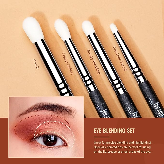 Jessup Eye Makeup Brushes Set Professional Blending Brush for Makeup Eyeshadow 13pcs Premium Synthetic Blender Brush Makeup Black T338-Velvo Beauty