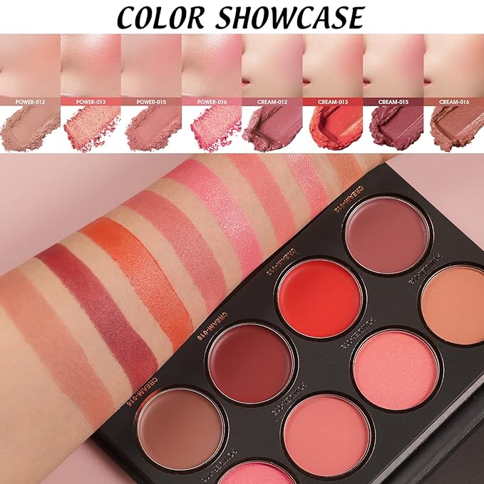 8 Colors Blush Palette,Vegan, Cruelty Free & Hypoallergenic,Women Facial Makeup Plate,Skin Tone Enhancing-Meiyugo-Velvo Beauty