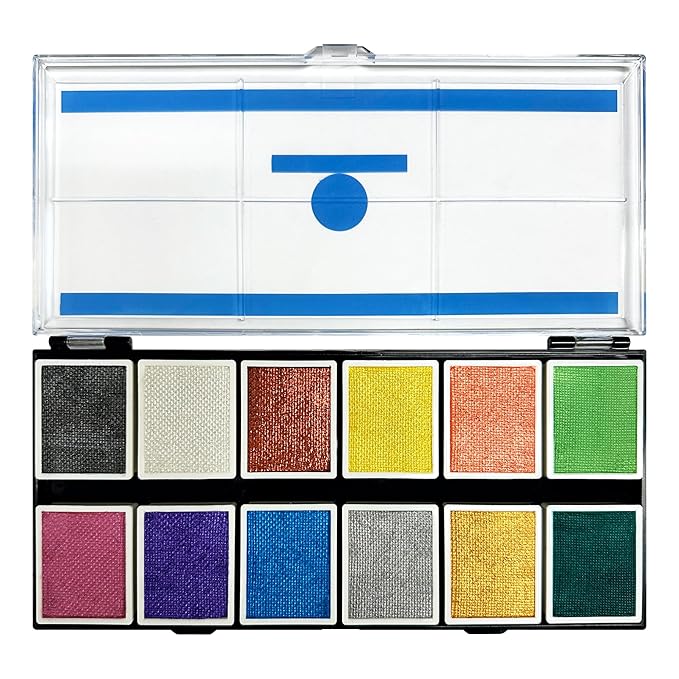 Metallic 12-Color Palette - Luxurious Water-Activated Makeup for Face & Body - Shimmering Shades for SFX, Cosplay, Theater, Film & TV Makeup Artists-Velvo Beauty
