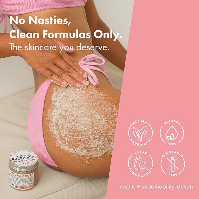 Rose Petal Scrub Foot & Body Exfoliator Infused with Vitamin E and Rose Natural Exfoliating Sugar Body Scrub for Toning Cellulite Skin Care by Handmade Heroes-Velvo Beauty