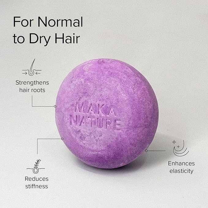 Maka Nature Low-Carbon Shampoo Bar | Korean K-Beauty Haircare with Natural Ingredients for Scalp & Hair Types | Vegan, Eco-Friendly, pH balanced, 3.35oz (Lavender)-Velvo Beauty