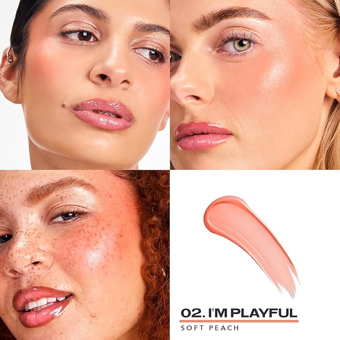 Sacheu Cheek STAY-N Liquid Blush for Cheeks — High Pigment, Buildable, Lightweight Cream Blush Infused With Squalane, for Dewy & Radiant Flushed Cheeks — Long-lasting & Cruelty Free, I'm Playful-Velvo Beauty