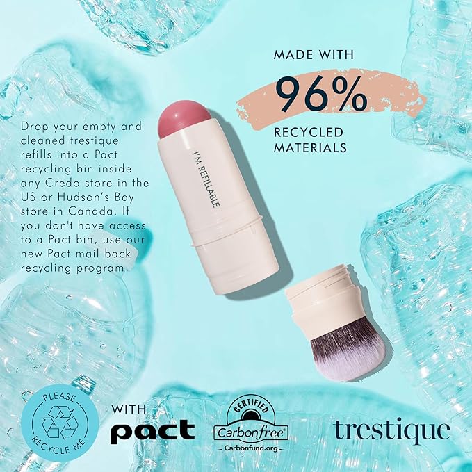 Trestique Blush Stick, Vegan Blush Stick With Built-In Blush Brush, Pink Blush Makeup For Women, Rose Blush Makeup, 2-In-1 Creamy Blush Makeup-Velvo Beauty