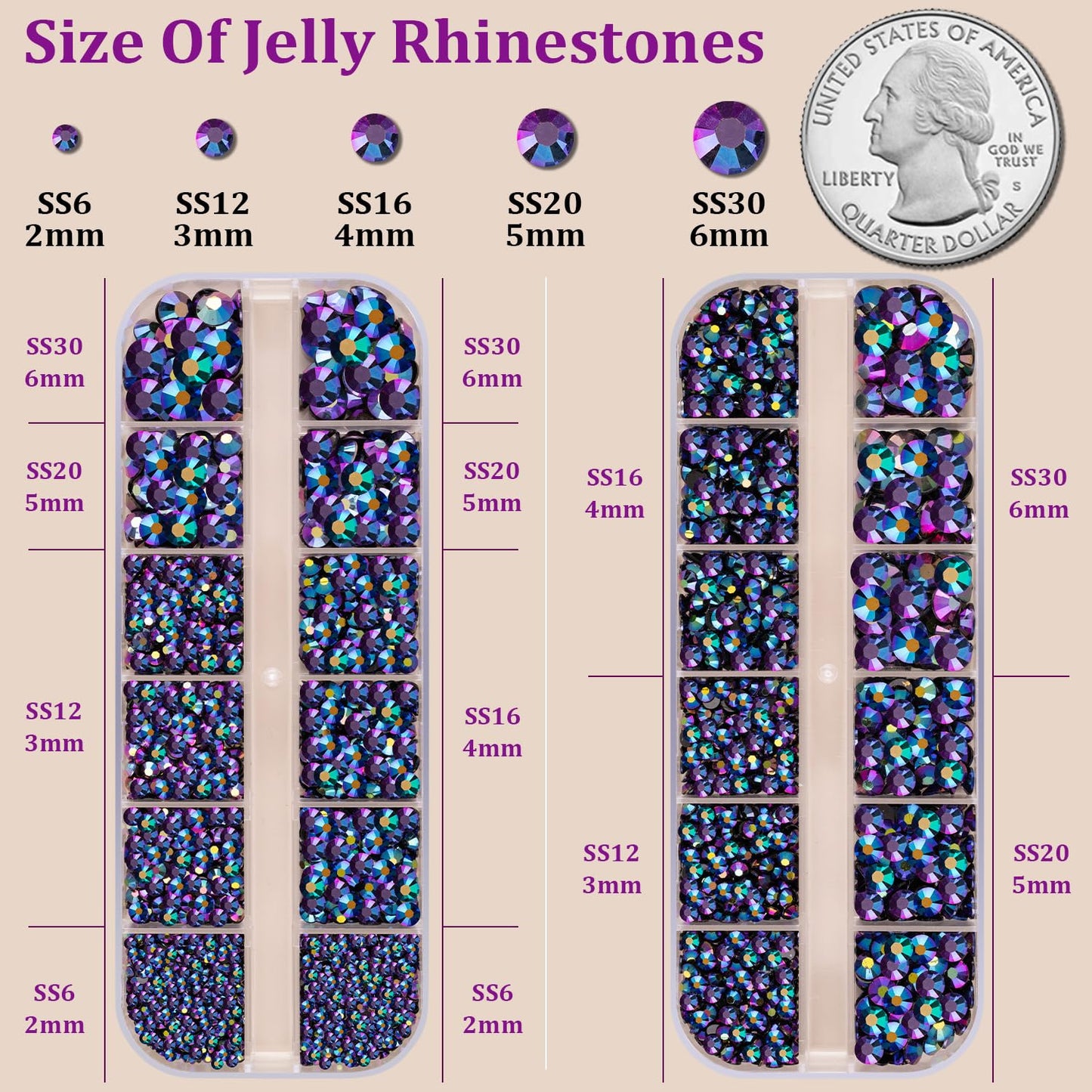 Resin Jelly Rhinestones for Crafting with B7000 Jewelry Glue, 2 Boxes Purplish Black AB Flatback Crystals with 3Pcs 10ml Glue, Bedazzling Non Hotfix Gems for DIY Tumblers Clothing Shoes Manicure-Velvo Beauty