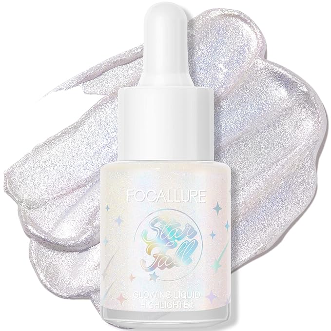 FOCALLURE Starfall Glowing Liquid Highlighter, Shimmering Body Oil, Non-Sticky Shimmer Liquid Luminizer, Non-Greasy, Face & Body Glitter Makeup for Costumes, Cosplay, Rave Festival, CYPRIDINA-Velvo Beauty