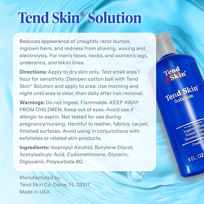 Tend Skin Razor Bump, Ingrown Hair Solution for Unsightly Razor Bumps, Ingrown Hair and Razor Burns, Post Shaving and Waxing Toner for Men and Women, Made in USA, 8 Oz-Velvo Beauty