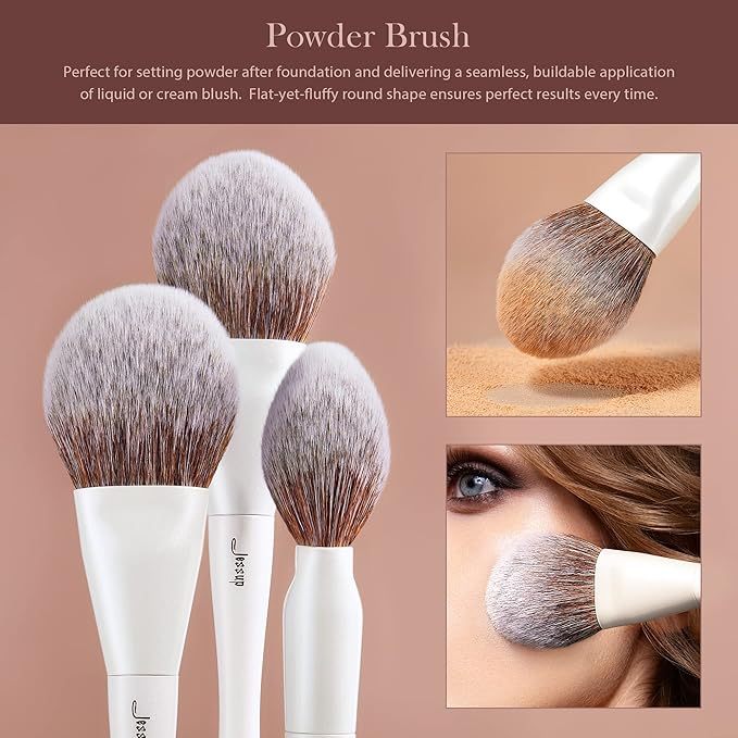 Jessup Make up Brushes 4pcs Face Makeup Brushes Set for Foundation Concealer Blush Contour Powder Highlighter, Pearl White T344-Velvo Beauty