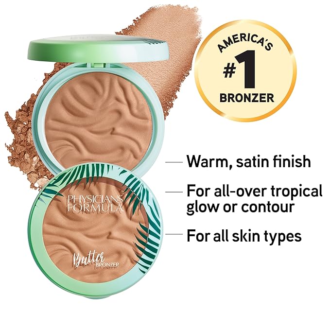 Physicians Formula Murumuru Butter Bronzer, Moisturizing, Nourishing Murumuru Butter for Silky Glow, Dermatologist Tested, Hypoallergenic, Vegan & Cruelty-Free - Sunkissed Bronzer-Velvo Beauty