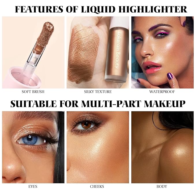 Liquid Highlighter Makeup, Natural Silky Shimmer Finish Face Highlighter, Highly Pigmented, Lasting, Blendable, Soft Cream For Face, 0.25fl.oz (#02 Champagne Shimmer), 1.3 Ounce, 1 Pack-Velvo Beauty