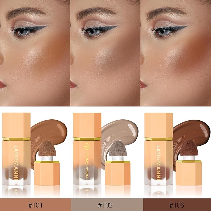 Liquid Contour Stick Makeup - Cream Face Contour Wand with Cushion Applicator, Natural Matte Long Lasting Creamy Bronzer Contour, Lightweight Silky Blendable (#02 SOFT TAN)-Velvo Beauty