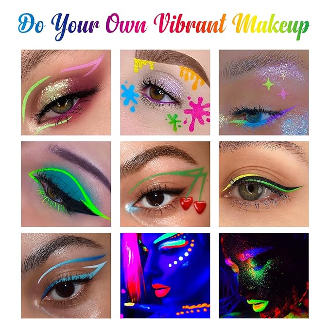 BOBISUKA 8 Colors UV Neon Liquid Eyeliner Set, Matte Colored Eyeliners Pen, Colorful Waterproof Smudge-proof Pigmented Graphic Liners, Delineadores de Colores Para Ojos Eye Makeup Gift Kit-Velvo Beauty