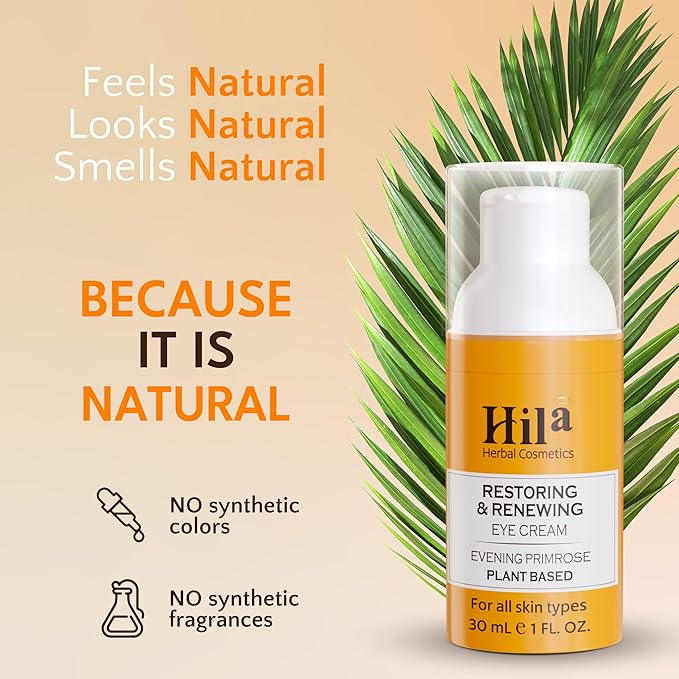 Restoration and Renewal Eye Cream – Evening Primrose Plant Based - Under Eye Cream for All Skin Types, Hydrating Eye Cream, Eye Wrinkle Cream for Women & Men - 30ml-Velvo Beauty