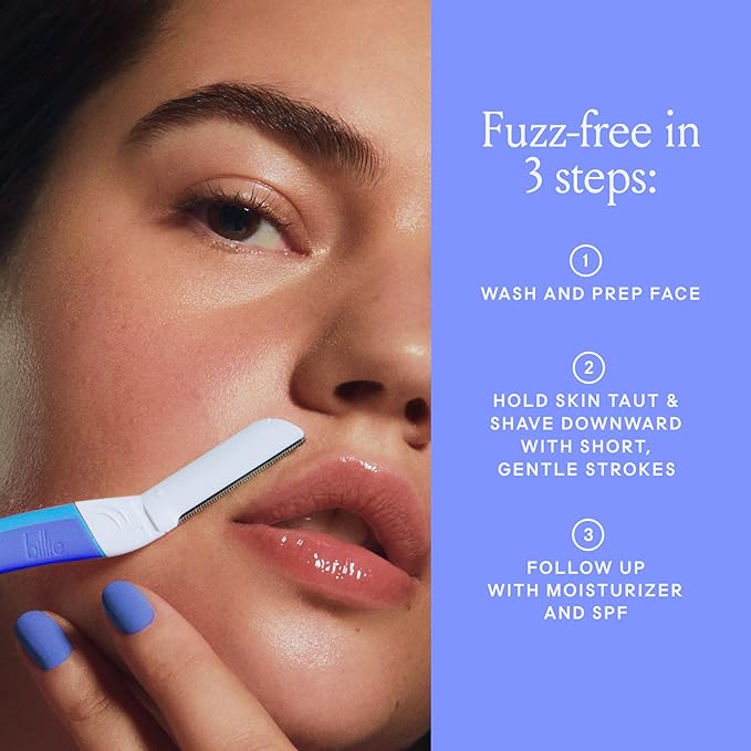 Billie - Dermaplane Starter Kit - Reusable Handle + 3 Refill Blades - Remove Facial Hair + Perfectly Shape Brows - Dermatologist-Approved - WaterPark-Velvo Beauty