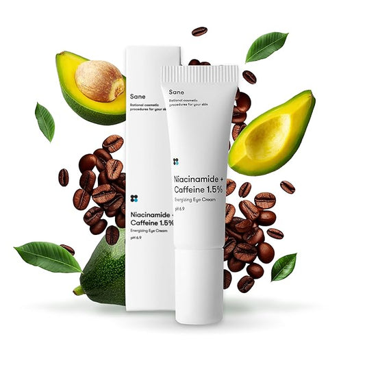 Sane Eye Cream for Dark Circles and Puffiness Treatment with Caffeine and Niacinamide - 0.34 fl oz, Hydrating Eye Cream for Dark Circles, Mornings without Puffiness-Velvo Beauty