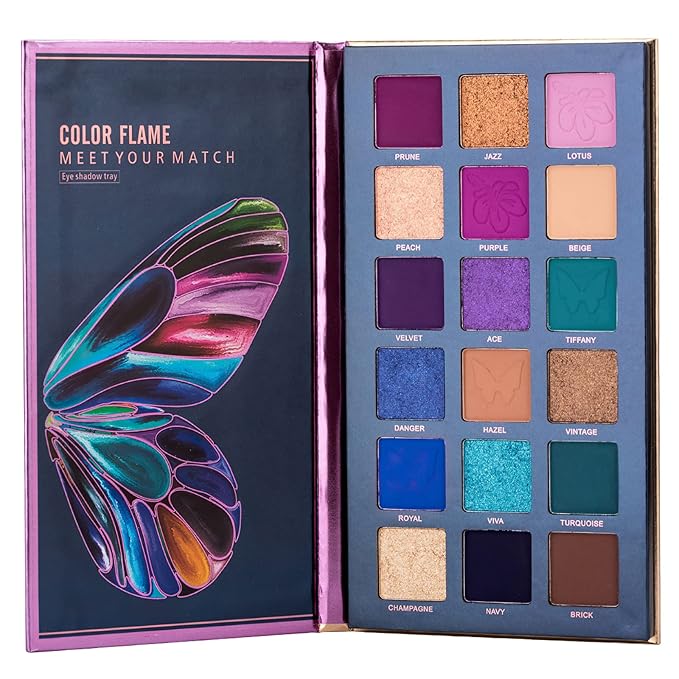 18 Colors Eyeshadow Palette, Butterfly Series Highly Pigmented Eye Makeup Palette, Matte Shimmer Metallic Powder Eyeshadow Pallet, Makeup Palette Cosmetics Gift, 110-Velvo Beauty