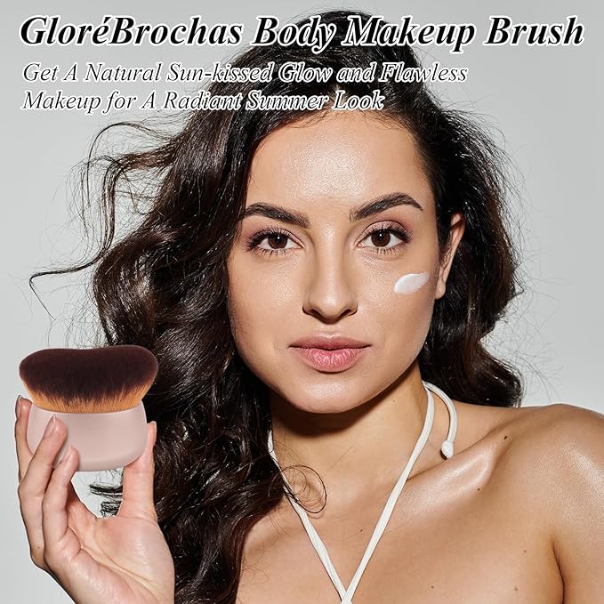 75MM Extra Large Self Tanner Kabuki Makeup Brush – Ultra Soft Dense Vegan Bristles for Body Makeup, Bronzer & Foundation–Applies Tanning Mousse, Lotion & Self Tanner–Khaki, Wet & Dry-Velvo Beauty