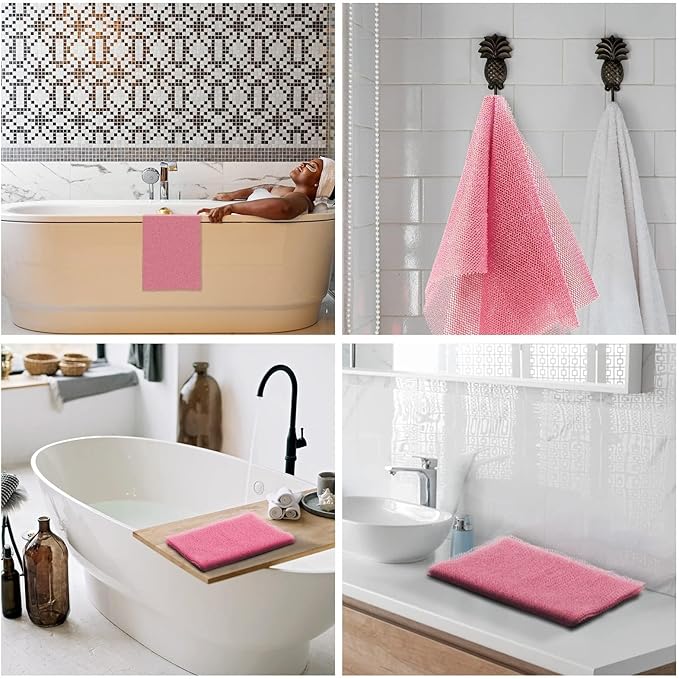 UJFQBH African Net Sponge African Net Long Net Bath Sponge Exfoliating Shower Body Scrubber Back Scrubber Skin Smoother,Great for Daily Use (Pink)-Velvo Beauty