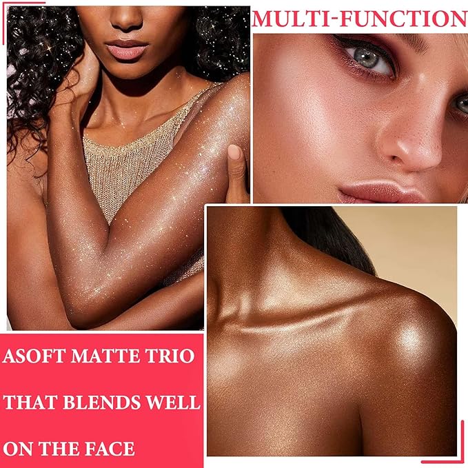 Face Glitter Blush Shimmer Waterproof Highlighter Blusher Powder,Facial Contour Corrector Long Lasting Glitter Illuminator Highlighter Palette Shimmer Highlight Makeup Palette(01#)-Velvo Beauty