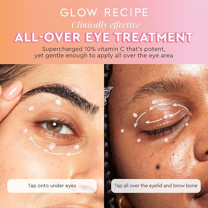 Glow Recipe Guava Vitamin C Brightening Eye Cream - Hydrating Under Eye Cream with Niacinamide, Peptides & Caffeine - Firming & Illuminating Dark Circles Under Eye Treatment for Puffiness (15ml)-Velvo Beauty